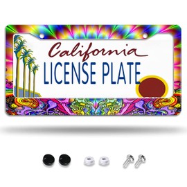 Larkverk Magic Mushroom License Plate Frame Decorative Car Tag Frames Aluminum Stainless License Plate Holder for Women 2 Holes US Standard 12''x6''