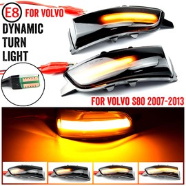QKLsudua 2pcs Dynamic Sequential Blink LED Side Mirror Turn Signal Light Assembly Compatible with Vo-lvo S40 S60 S80 C30 C70 V50 V70