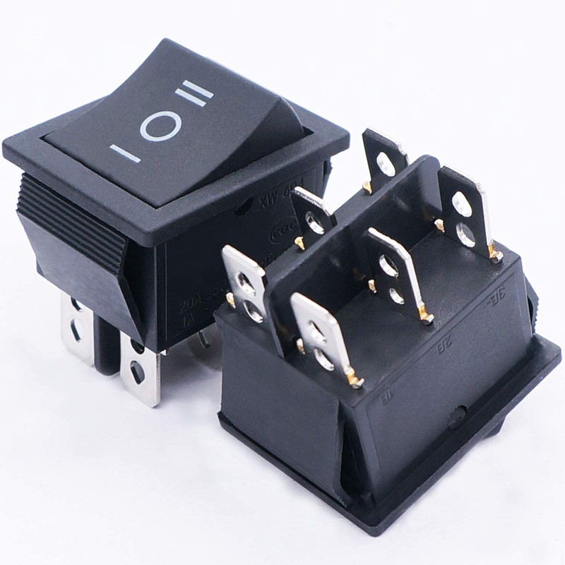 TWTADE / 5Pcs Black ON/Off/ON DPDT 6 Pin 3 Position