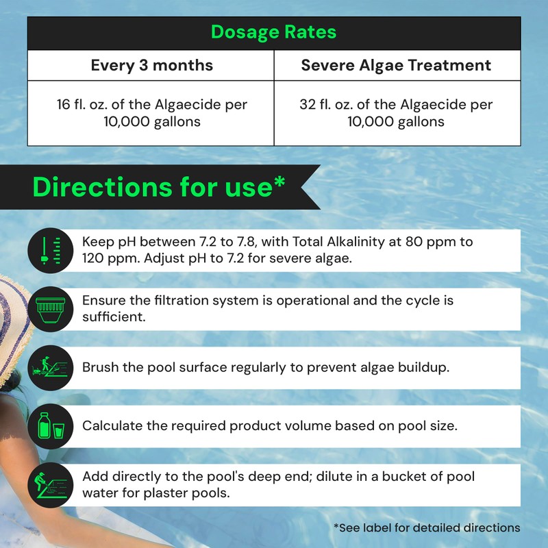 Copper Pool Algaecide for Swimming Pool - 90 Day Algaecide