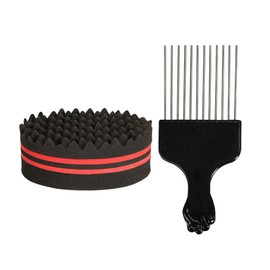 Hair Sponge, Hair Sponge Comb, Hair Care Tool Sponge, Blue, Red (Optional) Hair Sponges For Black Men Curls Twist King with Hair Brush Sponge and Comb For Men and Women (Red)