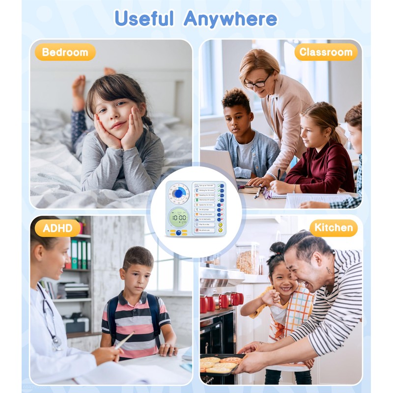 3-in-1 Visual Timer Task Timer with Chore Chart Board, ADHD