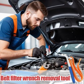 Oil Filter Strap Wrench, Heavy Duty Belt Wrench Adjustable Strap Wrench, Change Removal Tool Multi-Purpose Oil Filter Wrench for House & Sink