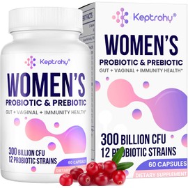 Vaginal Probiotics for Women - 300 Billion CFUs 12 Strains Probiotics with Prebiotic, Organic Cranberry Extract Daily Women's Probiotic for Vaginal, Urinary, Digestive, Gut, Immune Health, 60 Capsules