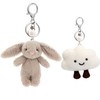 Bunny Bag charm Plush Rabbit Keychain Cute Kawaii Smiling Face