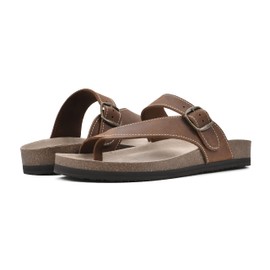 WHITE MOUNTAIN Women's Carly Footbed Sandal, Brown/Leather, 8 M
