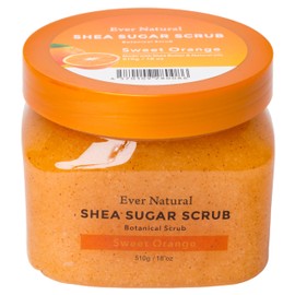 Ever Natural Shea Sugar Body Scrub, Body Smoother, Body Care, Massage, Butt, Elbow, Knee, Blackhead Care, Exfoliating Care, Natural Ingredients (Sweet Orange)