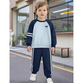 Toddler Boys Clothes 4t 5t Boys Clothes Color Block Dinosaur Print Sweatshirt Striped Jogger Pants Blue Toddler Boys Outfits Sweatsuit