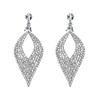 BriLove Women's Bohemian Boho Crystal Hollow Leaf Chandelier Dangle Earrings