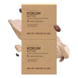 ETHERVA Raw Kokum Butter | Unrefined, Non-Deodorized, Unbleached | Wild Grown Organic Seeds | Bulk DIY Soap Making | Moisturizer for Skin, Body & Hair | Fatty Acids, Antioxidants | 2.2 lb