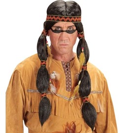 Widmann Indian Wig Black Synthetic Hair Long Hair Wig Braids Wild West
