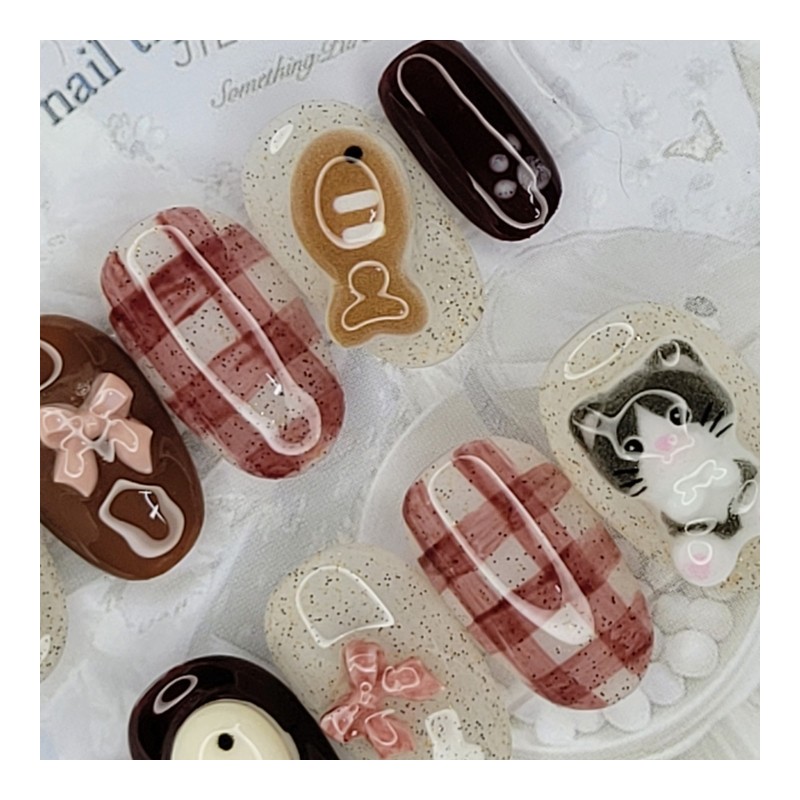 Cat's Bungeobbang Handmade Nail Tips - Stiletto M / 냥이네