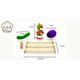 Obon Ornament, Cow and Horse, Eggplant, Horse (Cucumber), Mozuki and Mamamo Set, Spirit Horse, Rayon Crepe, Bamboo Product, Made in Japan