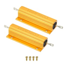 PATIKIL 100W 30 Ohm Aluminum Shell Resistor with Screws, 2 Set Aluminum Housing Resistor Housed Case Wirewound Resistors Screw Tap Power Resistor, Golden