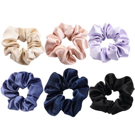 Hair Elastic, Set of 6, Volume, Satin, Scrunchie, 6 Colors, 1.8 inches (4.5 cm), Hair Elastic, Gentle for Hair, Elegant, Stylish, Adults, Women, Girls, Hair Ornament, Mother's Day Gift