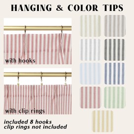 Lino Rosa Winter Curtains for Kitchen,Xmas Holiday Christmas Door Curtain,Red and Cream