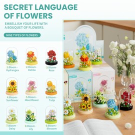 BOROLA Mini Building Block Secret Flower Series Flower Potted Plants Set, Colorful Cute Small Toy with dust Cover, Creative Block Collection Home Office Decor Desktop Trinkets(Boxes Gift Set)