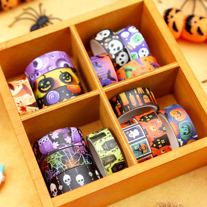 Joysoong Halloween Washi Tape Set, 16 Rolls Pumpkin Decorative for
