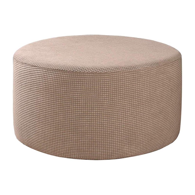 Baoblaze Ottoman Slipcovers Round Footrest Footstool Covers Stretch Storage Ottoman
