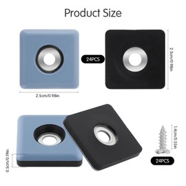 Teflon Gliders, Pack of 16 Teflon Gliders for Screwing Furniture Gliders Teflon Furniture Gliders for Heavy Furniture Square Furniture Sliders Chair Gliders with Stainless Steel Screws for Furniture