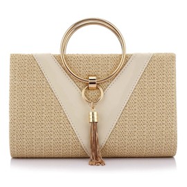 Women Straw Bag Crossbody Clutch Evening Clutch Purse Beach Shoulder Handbag