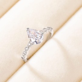 Mameloly 1.5CT Teardrop Engagement Rings for Women Marquise Pear Shaped Cubic Zirconia Promise Rings for Her Size 8