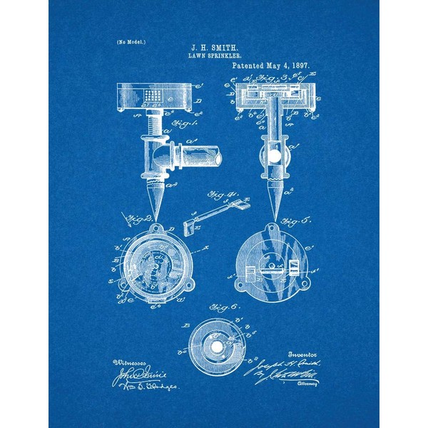 Lawn Sprinkler Patent Print Blueprint (11" x 14") M14420