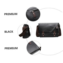 Gatuida 1pc Portable Pu Briefcase Business Crossbody Bag Capacity Men's Portfolio for Work and Travel Versatile Black Envelop Bag for Daily Essentials