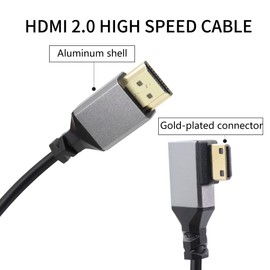 RIIEYOCA 90 Degree Right Angle UHD 4K Mini HDMI Male to HDMI Male 18Gbps High Speed 2.0 Extender Coiled Cable Supports 4K @ 60Hz, 1080p, ARC, 3D, Stretchable to 1M/3.3FT