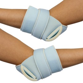 Mobiclinic, Pair of Anti-Decubitus Heel Pads Set for Left and Right, Elbow, Heel, European Brand, Pressure Sore Prophylaxis, Cotton, One Size, Adjustable, Washable, Colour Blue