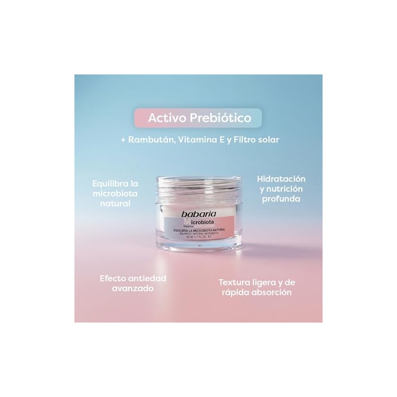 Babaria - Crema Hidratante Facial Microbiota con Activo Prebiótico y