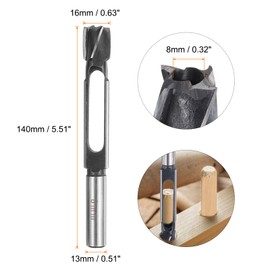 sourcing map Wood Tenon Dowel Plug Cutter 8mm Metric Tenon Dowel Cutting Tools Drill Bit High Speed Steel Wood Plug Dowel Cutter with Round Shank for Woodworking Furniture Making