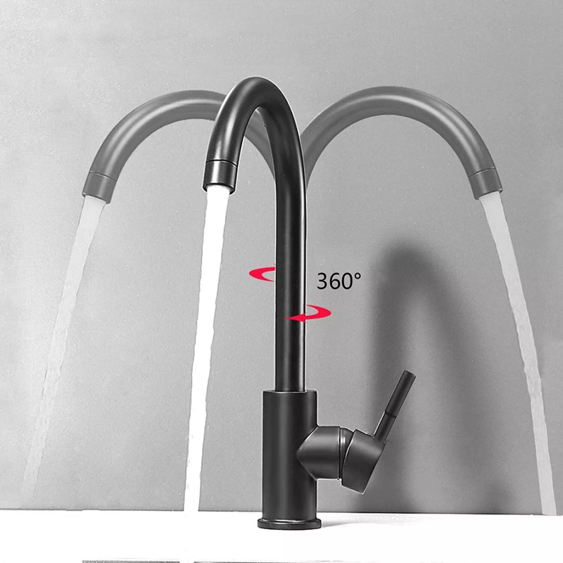 Etechydra One Handle Matte Black Stainless Steel High Arc Kitchen