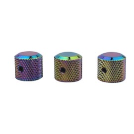 Guyker 3Pcs Potentiometer Control Knobs with 6mm(0.24”) Dia. Shaft Pot - High Grade Knurled Volume Tuning Audio Knob Replacement for Electric Guitar or Precision Bass - CNC Machined(Rainbow Chameleon)