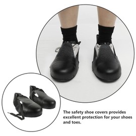 Hemoton Steel Toe Cap Safety Overshoes, Non-Slip Leather Shoe Covers with Adjustable Strap, Black Steel Toe Protector for EUR Size 36-46, Ideal for Workplace Safety and Visitor Protection