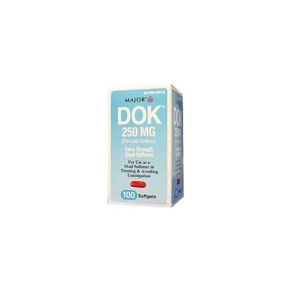 Major Dok 250mg 100ct Softgels *Compare to Colace Extra Strength*