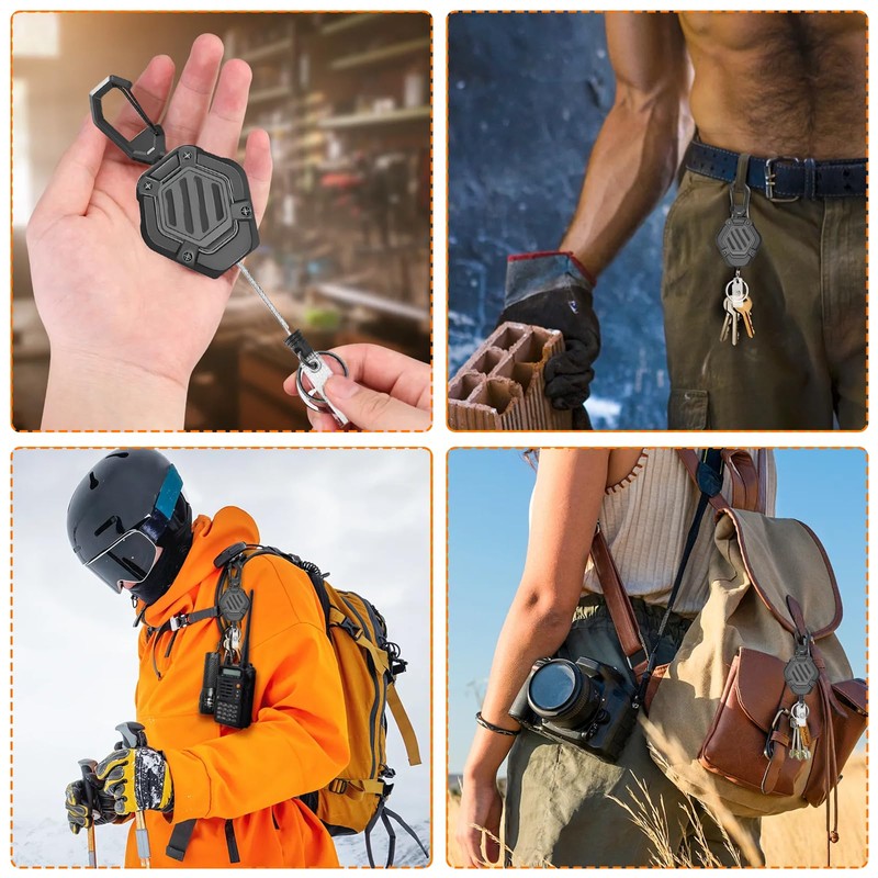 Pack of 2 Retractable Key Chains - Heavy Duty Carabiner