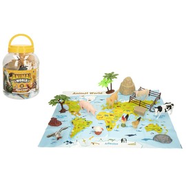 ColorBaby Animal World 47187 Animals Farm Dice 19 Pieces Includes World Map Toy Animals Miniature Animal Figure Fun and Learning (47187)