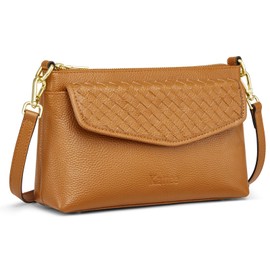 Kattee Leather Crossbody Purse Bags for Women Trendy, Small Soft Woven Women's Crossbody Handbags, Shoulder Clutch Wallet