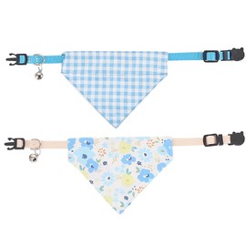 Cat Collars Breakaway with Bandana Bell Plaid Flower Pet Kitten Adjustable for Small Dog Puppies Girl Boy