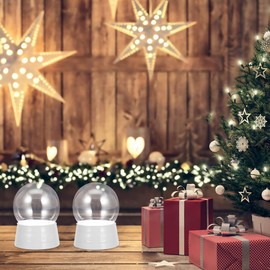 Cabilock 6pcs Clear Plastic Snow Globes with Base Screw Off Caps for Crafting Christmas Decoration Snowflake Accessories