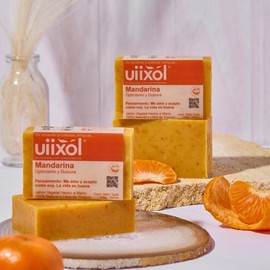Uiixol Aceites Esenciales - Kit de 5 Jabones Artesanales en Barra, Jabones de Baño con Aromaterapia, con Aroma a Mandarina, para un Mayor Optimismo y Dulzura 100gr c/u