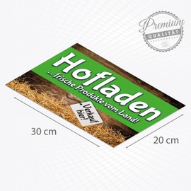 High-Quality Sign Made of Aluminium Dibond "HOFLADEN - Verkauf hier " 300 x 200 mm Rectangular | Sold Here | Coloured Sign with Hole Hole