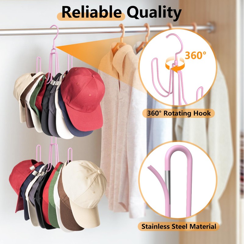 NANATI Hat Hangers for Closet, Stainless Steel Hat Organizer, Hat