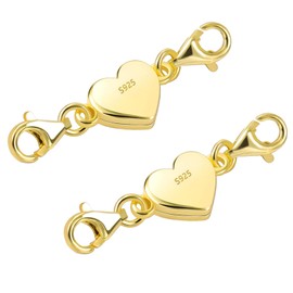 Tongyixin Gold Heart Magnetic Clasp Chain 925 Silver Chain Women's Magnetic Clasp Bracelet Jewellery Bracelet Clasp Necklace Men DIY Jewellery Accessories (8 Pieces Yellow)