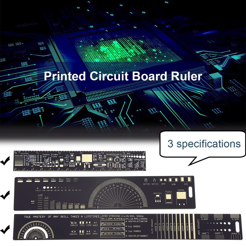 DAOKAI 3PCS PCB Ruler 3Sizes 15/20/25cm 5.9/7.8/9.8in Multifunctional Engineering Ruler