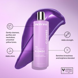 Pravana The Perfect Blonde Purple Toning Shampoo | Neutralizes Brassy, Yellow Tones | For Color-Treated Hair | Adds Strength, Shine, Elasticity | 11 Fl Oz