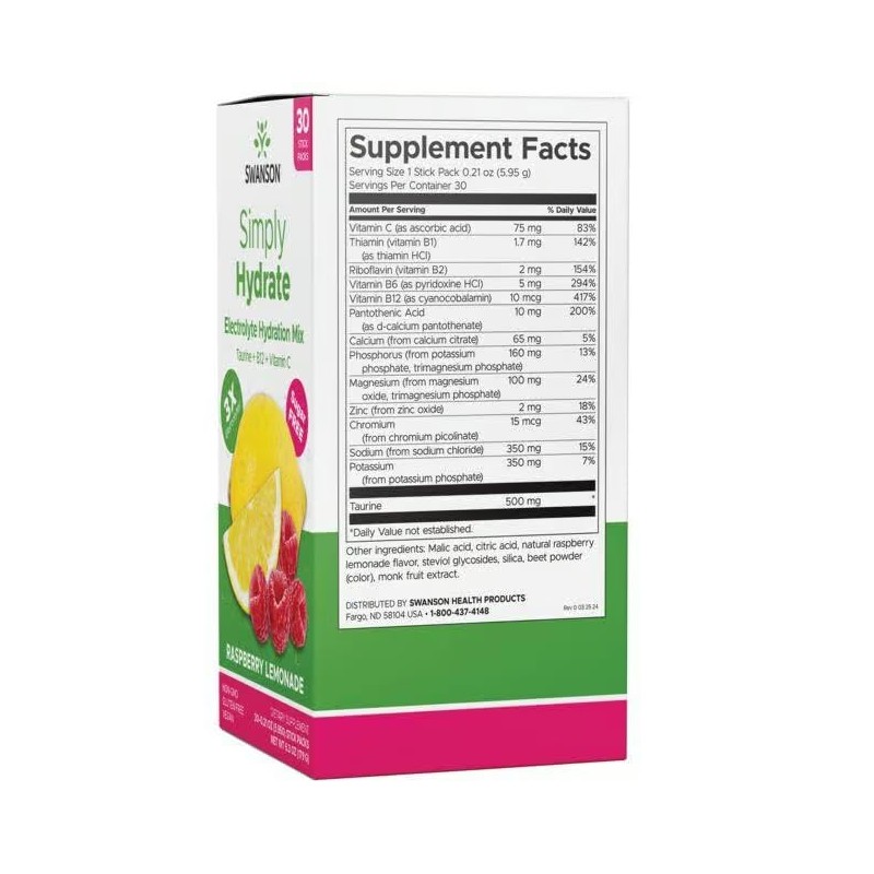 Swanson sw Simply Hydrate rspbrry lmnade 30 pkt