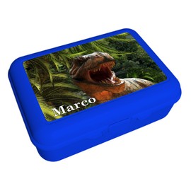 CreaDesign, Children's Lunch Box, Lunch Box, Blue with Compartments, Ideal for Nursery, Nursery and School, T-Rex, 13.9 x 19 x 7 cm, Volume 1 Litre
