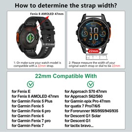 VELEYOK 22mm Quickfit Watch Band Compatible with Garmin Fenix 8 AMOLED 47mm/Fenix E/7 Pro/7/6 Pro/6/5 Plus/5, Silicone Straps for Descent G1 Solar/Epix Pro 47mm/Approach S70/Forerunner 965/955
